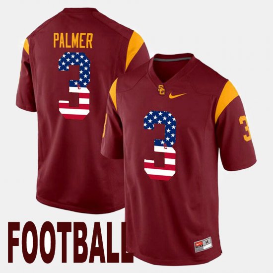 #3 Carson Palmer US Flag Fashion Trojans Men\'s Maroon Jersey 130354-828