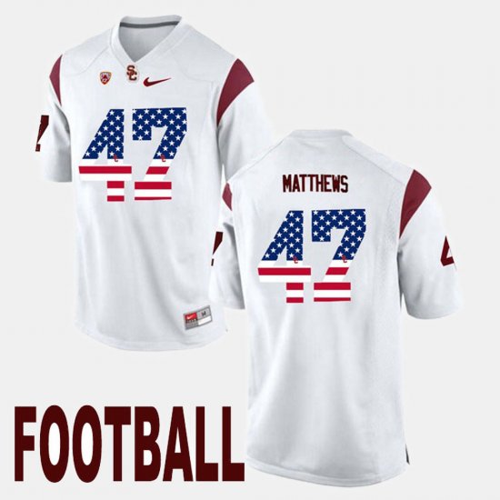 #47 Clay Matthews US Flag Fashion Trojans Men White Jersey 342258-785