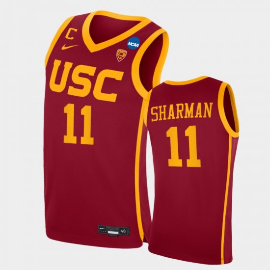 #11 Bill Sharman College Basketball USC Trojans Retired Number Men\'s Cardinal Jersey 545757-676