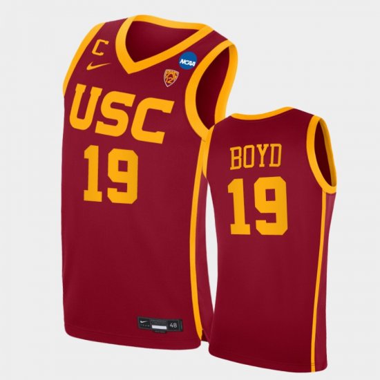 #19 Bob Boyd College Basketball USC Trojans Retired Number Mens Cardinal Jersey 843775-387