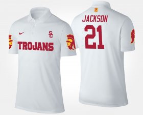 #21 Adoree' Jackson Name and Number Trojans Mens White Polo 237543-324 #21 Adoree' Jackson Name and Number Trojans Mens White Polo 237543-324