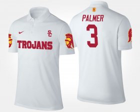 #3 Carson Palmer Name and Number Trojans Men's White Polo 253285-300 #3 Carson Palmer Name and Number Trojans Men's White Polo 253285-300