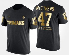 #47 Clay Matthews Gold Limited Trojans Short Sleeve With Message Mens Black T-Shirt 941941-787 #47 Clay Matthews Gold Limited Trojans Short Sleeve With Message Mens Black T-Shirt 941941-787