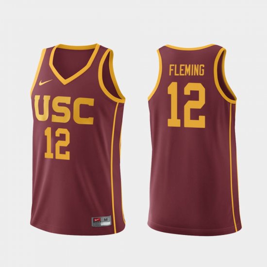 #12 Devin Fleming Replica USC Trojans College Basketball Men Cardinal Jersey 215899-139