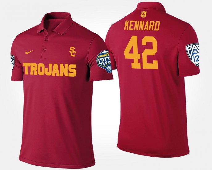 #42 Devon Kennard Bowl Game USC Pac-12 Conference Cotton Bowl Name and Number Mens Cardinal Polo 810080-466