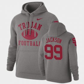 #99 Drake Jackson Retro Football USC Pullover Mens Heathered Gray Hoodie 541941-804 #99 Drake Jackson Retro Football USC Pullover Mens Heathered Gray Hoodie 541941-804