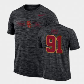 #91 Brandon Pili GFX Velocity USC Trojans Sideline Legend Performance Men's Black T-Shirt 975024-951