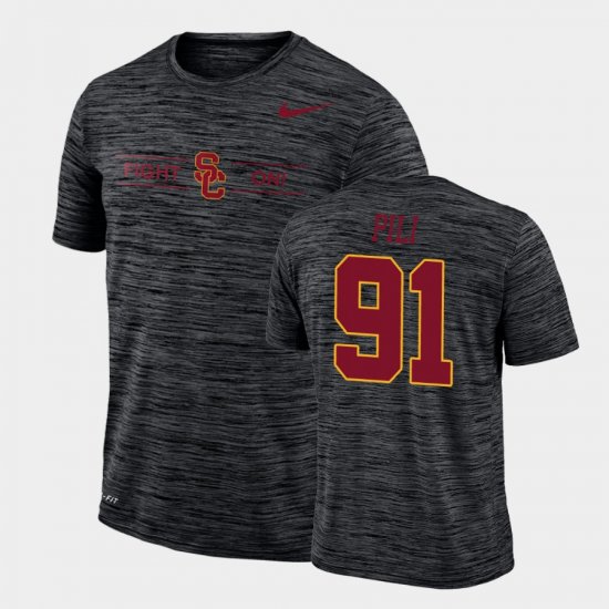 #91 Brandon Pili GFX Velocity USC Trojans Sideline Legend Performance Men\'s Black T-Shirt 975024-951