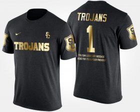 #1 Gold Limited USC Trojans No.1 Short Sleeve With Message Men's Black T-Shirt 350564-749 #1 Gold Limited USC Trojans No.1 Short Sleeve With Message Men's Black T-Shirt 350564-749