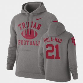 #21 Isaiah Pola-Mao Retro Football USC Pullover Mens Heathered Gray Hoodie 115254-981