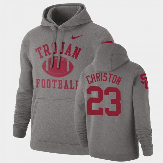 #23 Kenan Christon Retro Football Trojans Pullover Men\'s Heathered Gray Hoodie 437362-130