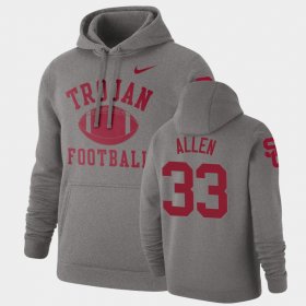 #33 Marcus Allen Retro Football USC Trojans Pullover Men Heathered Gray Hoodie 820975-335 #33 Marcus Allen Retro Football USC Trojans Pullover Men Heathered Gray Hoodie 820975-335