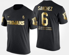 #6 Mark Sanchez Gold Limited USC Trojans Short Sleeve With Message Mens Black T-Shirt 647106-733 #6 Mark Sanchez Gold Limited USC Trojans Short Sleeve With Message Mens Black T-Shirt 647106-733