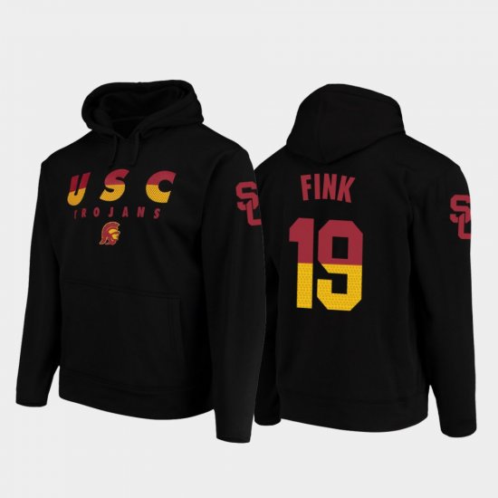 #19 Matt Fink Wedge Performance USC College Football Pullover Men\'s Black Hoodie 639944-252