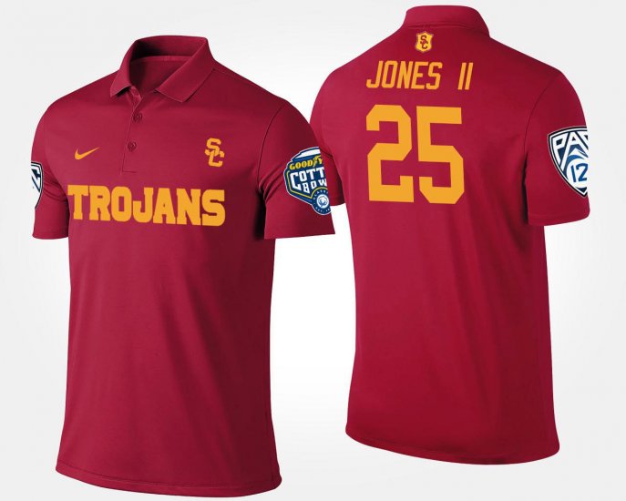 #25 Ronald Jones II Bowl Game Trojans Pac-12 Conference Cotton Bowl Name and Number Men\'s Cardinal Polo 790147-794