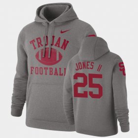 #25 Ronald Jones II Retro Football USC Trojans Pullover Mens Heathered Gray Hoodie 756924-633 #25 Ronald Jones II Retro Football USC Trojans Pullover Mens Heathered Gray Hoodie 756924-633