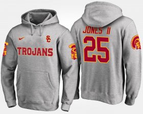 #25 Ronald Jones II Name and Number Trojans Men's Gray Hoodie 438602-755 #25 Ronald Jones II Name and Number Trojans Men's Gray Hoodie 438602-755