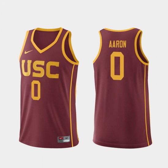 #0 Shaqquan Aaron Replica USC College Basketball Mens Cardinal Jersey 505888-361