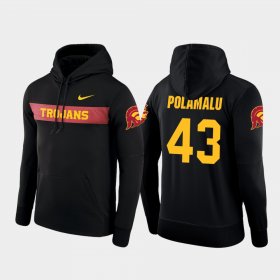 #43 Troy Polamalu Sideline Seismic Trojans Football Performance Men's Black Hoodie 496155-320