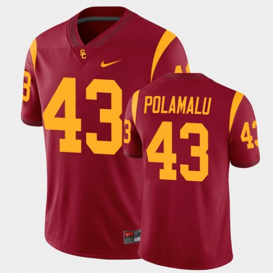 #43 Troy Polamalu College Football Trojans Alumni Player Game Mens Cardinal Jersey 961358-224