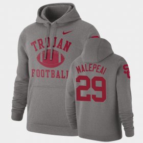 #29 Vavae Malepeai Retro Football USC Pullover Mens Heathered Gray Hoodie 176896-462 #29 Vavae Malepeai Retro Football USC Pullover Mens Heathered Gray Hoodie 176896-462