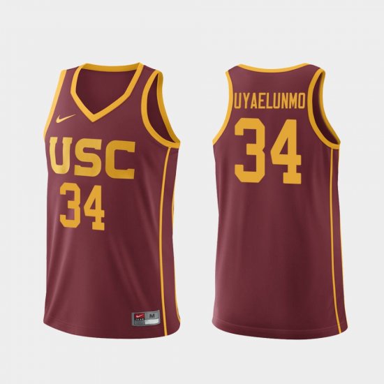 #34 Victor Uyaelunmo Replica USC College Basketball Men Cardinal Jersey 291567-379