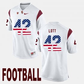 #42 Ronnie Lott US Flag Fashion USC Men's White Jersey 730656-871