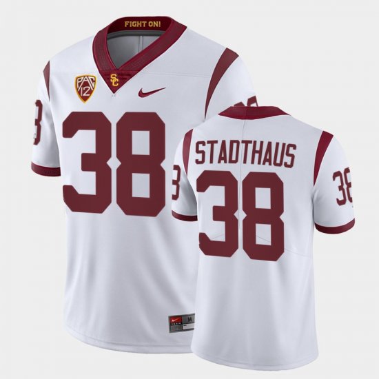 #38 Alex Stadthaus College Football Trojans Fight On Mens White Jersey 310204-757