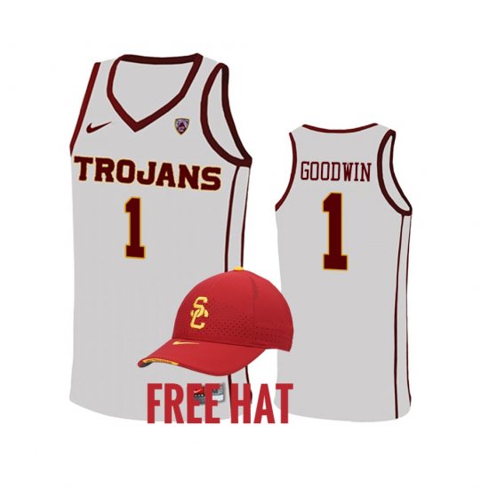 #1 Chevez Goodwin College Basketball USC Free Hat Men White Jersey 469398-857