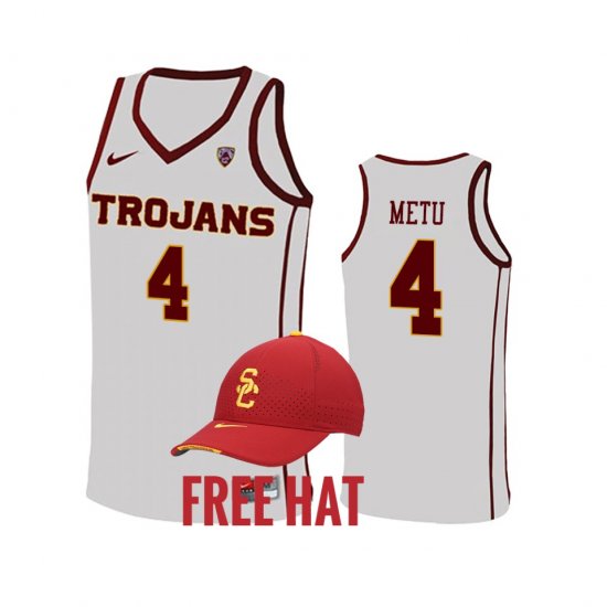 #4 Chimezie Metu College Basketball USC Free Hat Men White Jersey 274965-326