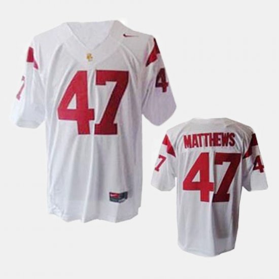 #47 Clay Matthews College Football USC Trojans Youth White Jersey 375093-245