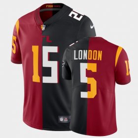 #5 Drake London 2022 NFL Draft USC Dual Teams Split Men's Cardinal Black Jersey 977138-910