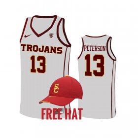 #13 Drew Peterson College Basketball USC Trojans Free Hat Men's White Jersey 770689-589