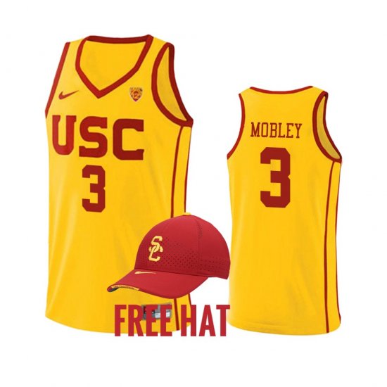 #3 Isaiah Mobley College Basketball Trojans Home Men\'s Yellow Jersey 823715-593