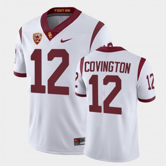 #12 Jacobe Covington College Football USC Men\'s White Jersey 252905-347