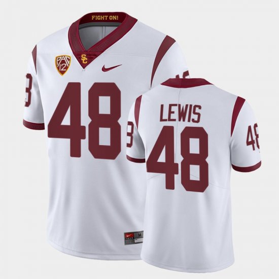 #48 Parker Lewis College Football Trojans Fight On Mens White Jersey 233087-604