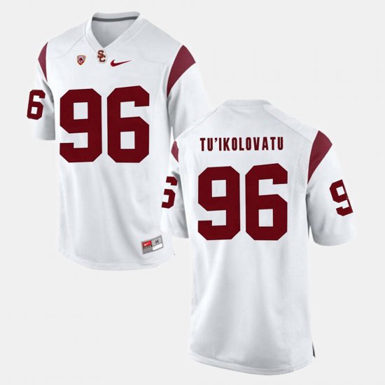 #96 Stevie Tu\'ikolovatu Pac-12 Game USC Trojans Men\'s White Jersey 677274-867