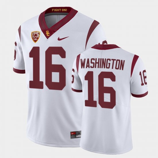 #16 Tahj Washington College Football USC Fight On Men\'s White Jersey 518374-157