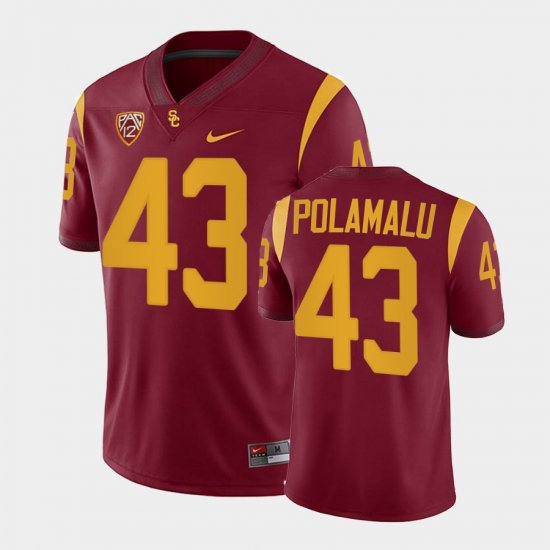 #43 Troy Polamalu College Football Trojans Limited Mens Cardinal Jersey 833120-696