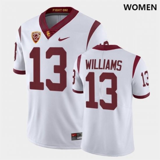 #13 Caleb Williams College Trojans Women\'s White Jersey 654466-119