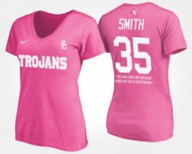 #35 Cameron Smith Name and Number Trojans With Message Women Pink T-Shirt 578654-423