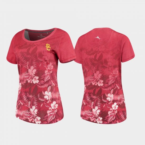 Floral Victory Trojans Tommy Bahama Women Cardinal T-Shirt 959857-981