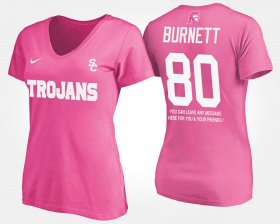 #80 Deontay Burnett Name and Number USC With Message Women Pink T-Shirt 266392-130