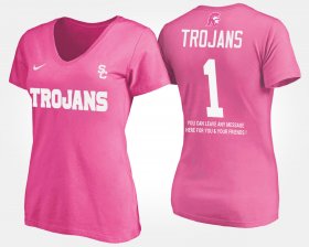 #1 Name and Number Trojans No.1 Short Sleeve With Message Women Pink T-Shirt 637661-784 #1 Name and Number Trojans No.1 Short Sleeve With Message Women Pink T-Shirt 637661-784