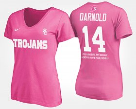 #14 Sam Darnold Name and Number USC With Message Women's Pink T-Shirt 494751-250