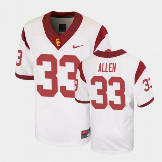 #33 Marcus Allen Replica Trojans Football Youth White Jersey 482240-113