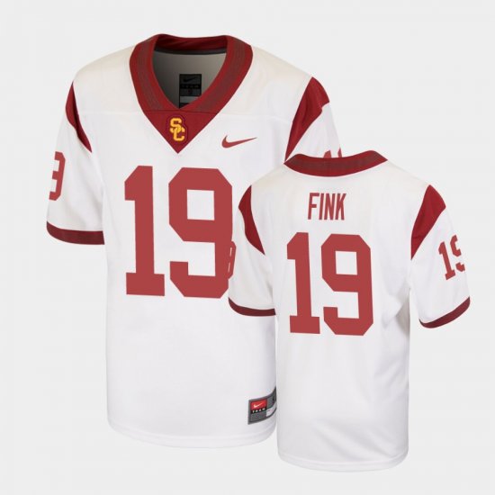 #19 Matt Fink Replica Trojans Football Youth White Jersey 210515-605